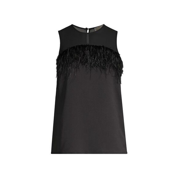 Michael Kors Feather Trim Sleeveless Top - M - Picture 1 of 3